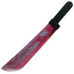 Pink machete with a black handle on a white background