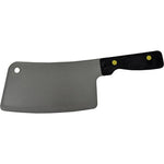 Butcher knife with a black handle on a white background