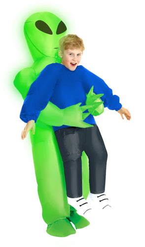Kids green alien inflatable costume