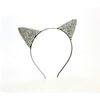 Black headband with rhinestone cat ears on a white background
