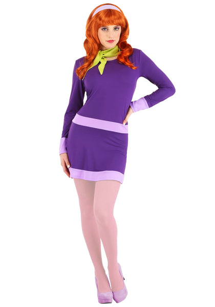 Daphne Costume for Adult Women's Purple Mini Dress Costumes with Cosplay Accessoires Set