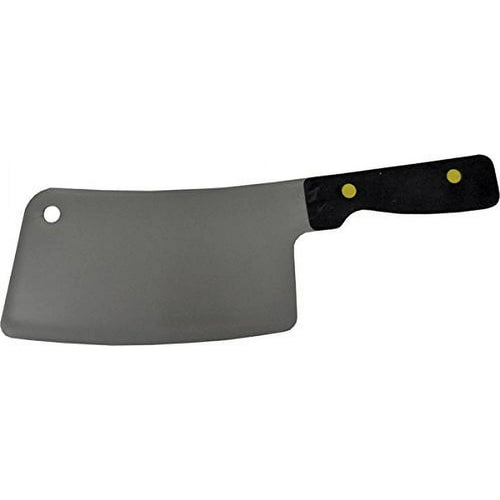 Butcher knife with a black handle on a white background